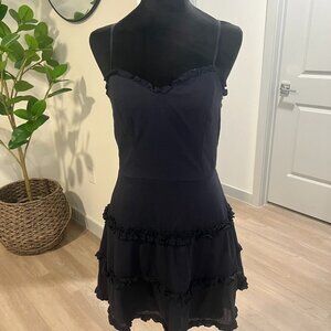 Mi Ami Grace Babydoll Dress Navy Tiered Ruffle Mini Sz S Y2K Whimsical Boho